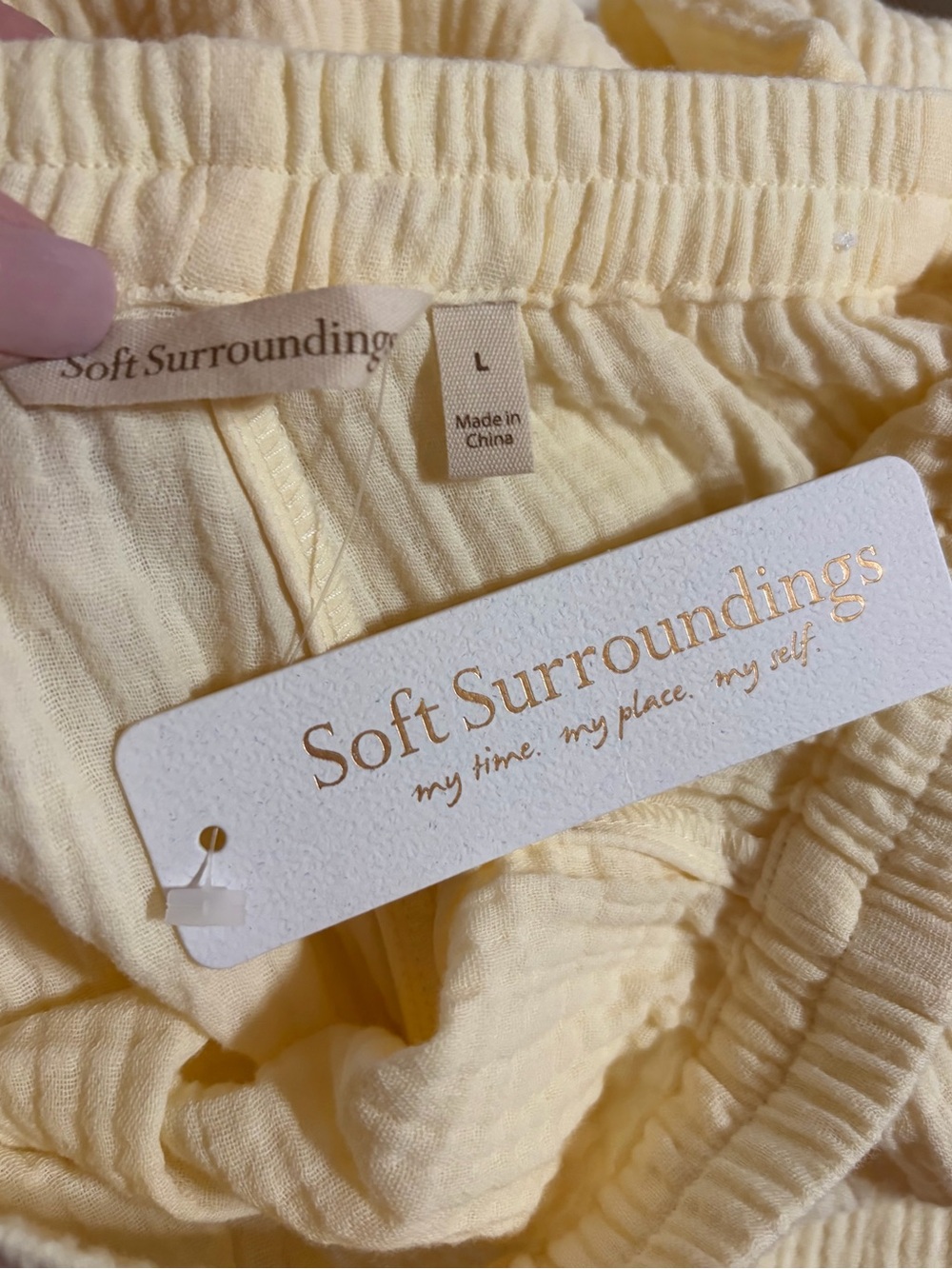 Soft Surroundings Creamy Yellow Cotton Gauze Two-Piece Sleep Set Size L (14-16) - Picture 2 of 15